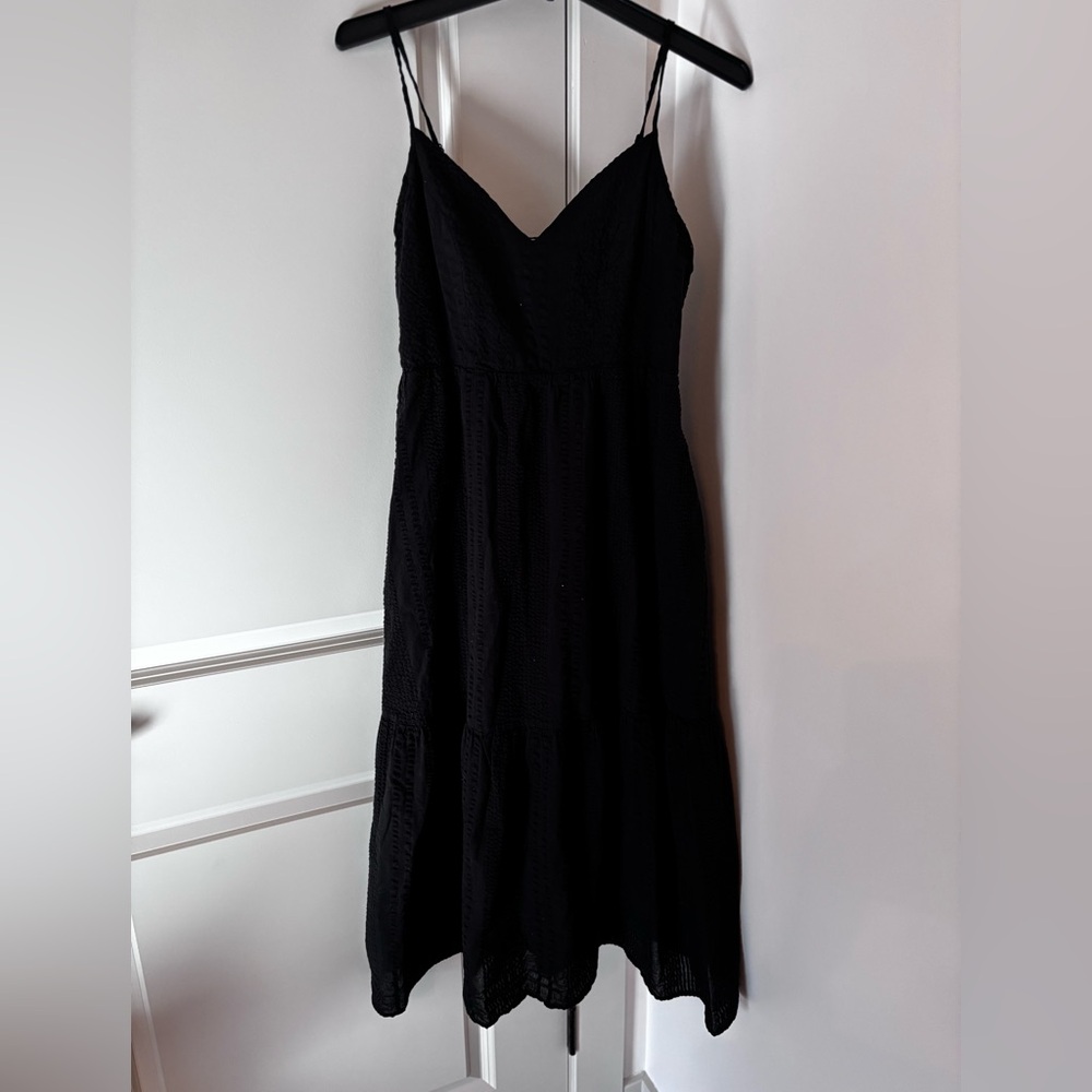 Elan Black Spaghetti-Strap V-Neck Midi Dress